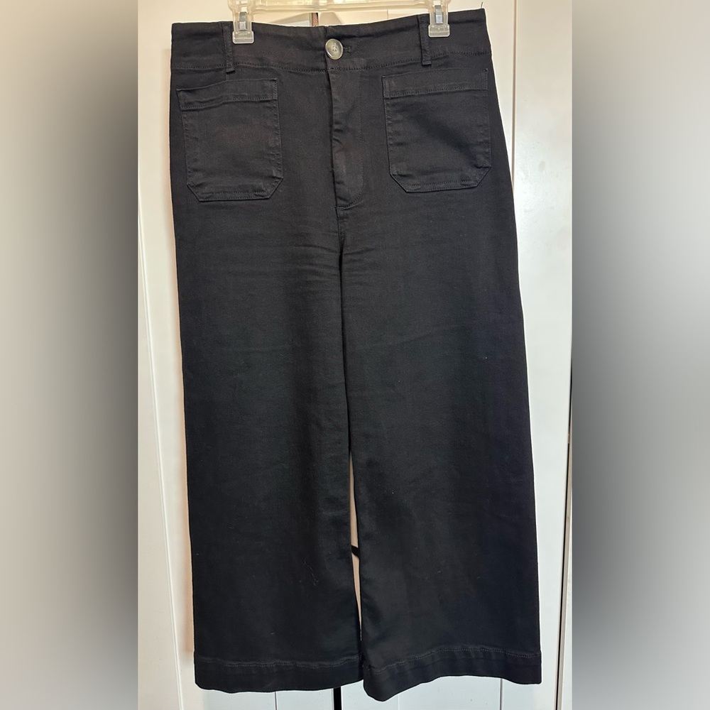 Maeve by Anthropologie Black Colette Wide-Leg Pants Size 32 - Picture 5 of 12